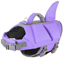 Load image into Gallery viewer, Dogcheer Dog Shark Life Jacket with Extra Foam, High Buoyancy Dog Life Vest with Rescue Handle for Swimming Boating, Reflective Adjustable Puppy Swim Vest for Small Medium Large Dogs, Purple - L