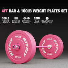 Load image into Gallery viewer, RitFit Barbell Weight Set - 4/6FT Olympic Barbell with Weight Plates (55-115LB Total)