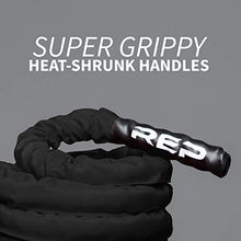 Load image into Gallery viewer, REP Battle Ropes - PolyDacron Battle Rope for Strength and Conditioning Workouts – 1.5" and 2" Diameter, 30ft, 40ft, 50ft Lengths with Optional Cover Sleeve (Black, 1.5 inch x 50 ft)