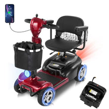 Load image into Gallery viewer, 20-45 Miles 4 Wheels Mobility Scooter for Seniors/Adults Up to 300LBS,350W Electric Wheelchair Detachable Lithium Battery,Dual Baskets,Rotating Seat,with Taillight, USB Charging