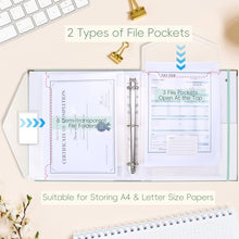 Load image into Gallery viewer, XKDOUS Document Organizer with Gold-Foiled Hardcover, 9 Pockets & Labels 3 Ring Binder for Important Papers End of Life Planner Expanding File Storage Accordion Folio Folders