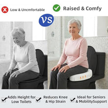 Load image into Gallery viewer, XYRONICA 3" Raised Toilet Seat Cushion, Firm High-Density Foam Toilet Seat Riser, Waterproof Cover, Secure Hook & Loop, Easy-Clean Support, Fits Standard & Elongated Toilets