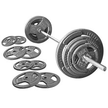 Load image into Gallery viewer, Fitvids Cast Iron 1" Standard Weight Plates Including 5FT Standard Barbell Bar & Star Locks, 95 Pounds Set