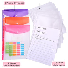 Load image into Gallery viewer, XKDOUS Aesthetic Document Organizer Linen Folio Folders with Pockets, 3-Ring Accordion Storage Binders Expanding File Folder for Important Papers, Documents and Files