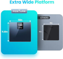 Load image into Gallery viewer, Posture 550lb Capacity Digital Bathroom Scale High Precision Body Weight Scale Extra Wide Platform Large LED Display, and Durable 8mm Tempered Glass Platform for Home