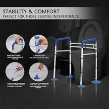 Load image into Gallery viewer, Lianjindun Toilet Safety Rails, Adjustable Toilet Frame for Elderly, Seniors, Handicap & Disabled, Foldable Handicap Toilet Handles Fit Any Toilets(Dark Blue)