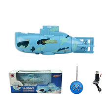 Load image into Gallery viewer, Tsiodot Mini RC Submarine Waterproof Remote Control Boat Underwater Diving Fish Tank Toy(Blue)