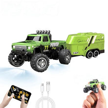 Load image into Gallery viewer, /64 Scale Mini Remote Control Monster Truck with Trailer, 2.4Ghz & APP Remote Control, Rechargeable Alloy Shell