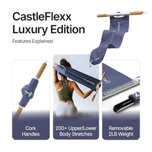 Load image into Gallery viewer, CastleFlexx Mobility and Full Body Strengthening Device | Non-Elastic Stretch Strap with Natural Premium Cork Handles for Stretching, Exercise, Physical Therapy, and Yoga