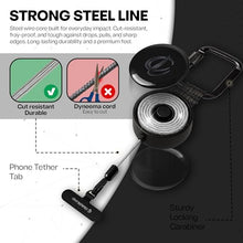 Load image into Gallery viewer, ClutchLoop Anti-Theft Phone Tether - Universal Adhesive Anchor, Retractable Steel Line and Locking Carabiner (Midnight)