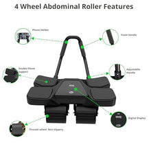 Load image into Gallery viewer, Ab Roller Home Gym Equipment – 4 Wheels Ab Wheel Muscle Roller with Built-in Tracker Ideal Exercise Equipment for Home