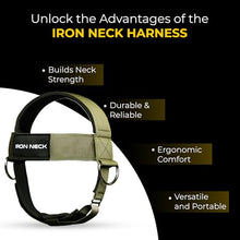 Load image into Gallery viewer, Iron Neck Neck Trainer, Exerciser, & Strengthener with Adjustable Head and Chin Strap - Portable Head Harness for Weight Lifting, Home, & Gym Use - Exercise & Workout Equipment (Classic, Olive Green)