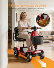 Load image into Gallery viewer, Foldable Mobility Scooters for Seniors, FSA&HSA Eligible,330LBS Capacity, Red Powered Electric Mobility Scooters, 4 Wheel Lightweight Mobility Scooters for Adults, Folding Travel Motorized Scooter