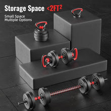 Load image into Gallery viewer, Fitvids 40lbs 4in1 Adjustable Dumbbell Set, Multi-Functional Changeable Dumbbell and Barbell Kettlebell Set