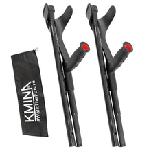 Load image into Gallery viewer, KMINA Foldable Forearm Crutches of Carbon Fiber (x2 Units), Open Cuff, Lightweight, Folding Crutches
