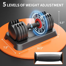Load image into Gallery viewer, HYPATA 55 lbs Single Adjustable Dumbbell Set, Adjust Dumbbell Weight for Exercises with Tray for Full Body Workout