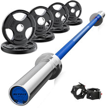 Load image into Gallery viewer, RitFit Barbell Weight Set - 4/6FT Olympic Barbell with Weight Plates (55-275LB Total) -4FT Silver