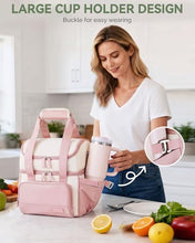 Load image into Gallery viewer, HOMESPON Double Layer Insulated Lunch Bag with Shoulder Strap, 12L, Pink