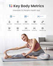 Load image into Gallery viewer, RENPHO Smart Body Fat Scale with Light, Fitness Equipment with RGB Lighting, Rechargeable Scale with BMI, Body Fat, Muscle Mass, Color Changing with Weight Variation, Elis Chroma
