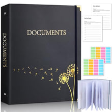 Load image into Gallery viewer, XKDOUS Important Document Organizer Emergency Binder Life Organizer Folio Folders with 9 Pockets Expanding File Storage Holder for Papers, Letters, Cards, Bills, Passports, Photos