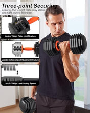 Load image into Gallery viewer, Fit Sir 25/55LB Adjustable Dumbbell Set,10 in 1 Free Weights Dumbbell of 2 with Secure Locking Mechanism for Safe,1 Sec Speed Adjustment Men/Women Gym and Home Strength Training Equipment