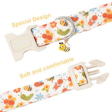 Load image into Gallery viewer, ARING PET Dog Collar, Cute Spring Summer Insects Bee Floral Doggy Collars with Quick Release Buckle for Puppy Small Medium Large Dogs-S