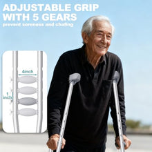 Load image into Gallery viewer, Aluminum Crutches for Adults & Seniors, Adjustable Crutches for Walking, Comfortable Lightweight Crutch with Underarm Pad and Crutch Bag & Hand Grip, 300 LB Weight Capacity, Fitting 5'2"-5'8",1 Pair