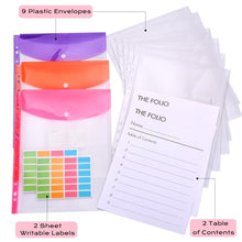 Load image into Gallery viewer, XKDOUS Document Organizer Linen Folio Folders with 9 Pockets, 3-Ring Accordion Storage Binders Expanding File Folder for Important Papers, End of Life Planner Book, in Case If I Die File Folder