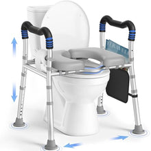 Load image into Gallery viewer, KingPavonini Toilet Seat Risers for Seniors, Raised Toilet Seat with Handles with Adjustable Height & Width