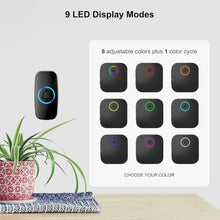 Load image into Gallery viewer, ELKRTG Wireless Doorbell - Waterproof, 8-Color Breathing Light & 2 Mute Modes