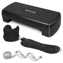 Load image into Gallery viewer, Aerobic Step Platform Set with Ankle Weights & Measuring Tape- Black