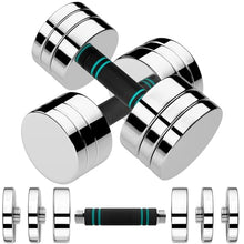 Load image into Gallery viewer, LIFERUN 15lb Steel Adjustable Dumbbell Set of 2, Free Weights Dumbbells Set, Non-Slip and Comfortable Foam Handle, Adjustable Dumbbells Weights Set for Home Gym Office Exercise