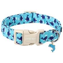 Load image into Gallery viewer, ARING PET Summer Dog Collar-Cute Blue Dog Collar for Small Dogs, Adjustable Cotton Whales Pet Collars Puppy Collar for Small Medium Large Dogs