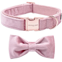 Load image into Gallery viewer, ARING PET Velvet Dog Collars with Bow tie, Bowtie Dog Collar, Cute Pink Collar for Girl and Boy Dogs,Medium.