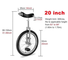 Load image into Gallery viewer, Wheel Unicycles Adults Wheel Trainer Unicycle, 20 Inch Unicycle for Adults Kids, Steel Frame, One Wheel Balance Exercise Fun Bike (Green)