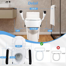 Load image into Gallery viewer, NIdreamCE Raised Toilet Seat for Seniors with Flip-up Handles, 5.9" Adjustable Toilet Seat Riser Elevated Medical Supplies & Equipment for Handicap, Elderly, Hip Replacement After Surgery