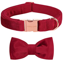 Load image into Gallery viewer, ARING PET Velvet Dog Collar-Soft Bowtie Dog Collars with Metal Buckle, Cute&Comfortable Christmas Red Dog Collar with Bow for Small Medium Large Dogs