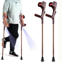 Load image into Gallery viewer, YOKABOZE Forearm Crutches for Adults Foldable Knee Patients Mobility aids for Children and Seniors (Brown Pro)