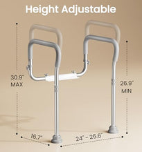 Load image into Gallery viewer, HOMLAND Toilet Safety Rail for Seniors with Adjustable Height & Width, Toilet Safety Frame with Handles, 350LB Toilet Support Rail for Handicap and Disabled, Grey