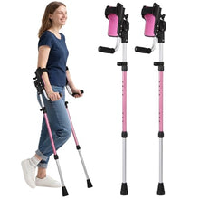 Load image into Gallery viewer, Dyna-Living Ergonomic Forearm Crutches for Adults - Lightweight Aluminum Crutches with Adjustable Elbow Elastic Band