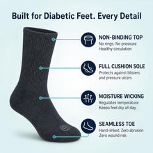 Load image into Gallery viewer, Doctor's Choice Diabetic Socks for Men, Seamless with Non Binding Top Neuropathy Socks, designed with Soft Stretch and Full Cushion for a Comfortable Fit, 10-13 Large, 4 Pairs (Charcoal)