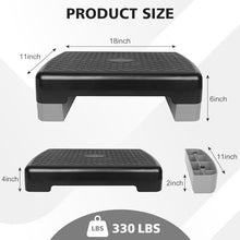 Load image into Gallery viewer, MIIUDGIG 18'' Adjustable Aerobic Step Platform, Adjustable Fitness 4-6in Exercise Stepper Workout with 2 Risers, Aerobics Stepper Workout Stepper for Home Gym Cardio Strength & Training (Red)