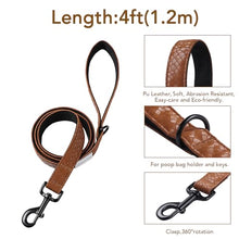 Load image into Gallery viewer, Soft Leather 4ft Dog Collar and Leash Set,Stylish 4ft PU Leather Dog Training Leash, Adjustable Durable Pet Collars with Quick Release Buckle for Large Dogs,Medium Dogs,Terracotta (terracotta, 4 feet)