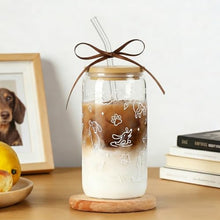 Load image into Gallery viewer, Dachshund Gift for Women, Funny Wiener Dog Gifts Glass Cup with Lid & Straw Coffee & Smoothie Tumbler for Weenie Lovers Dog Owners Pet Moms Wife teens Friend Sister for Mother’s Day Birthday