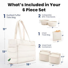 Load image into Gallery viewer, Rubyloo Puffer Dog Travel Bag for Dog Moms, Diaper Bag with Travel Bowls