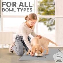 Load image into Gallery viewer, PetHappily Dog Food Mat - Raised Edges Dogs Mat for Food and Water Prevent Spill, Waterproof Cat Food Mats Protect Floors, Easy Clean Dog Bowl Mats for Food and Water, Silicone Pet Feeding Placemats