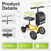 Load image into Gallery viewer, BlessReach Economy Steerable Knee Walker - Compact Crutch Alternative for Foot Injuries with Dual Braking System (Yellow)