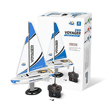 Load image into Gallery viewer, PLAYSTEAM Voyager 280 RC Controlled Wind Powered Sailboat in Blue -17.5" Tall