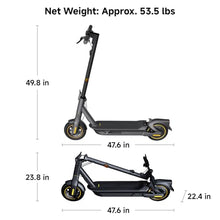 Load image into Gallery viewer, MAX G2 Electric KickScooter, Power by 1000W Motor, Up to 43 Miles Range and 22MPH, w/t 10-inch Tires , Dual Brakes & Suspension