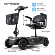 Load image into Gallery viewer, WayCare 15-25 Miles Long Range Mobility Scooter,Weight Capacity 300 LBS+ Powered Mobility Scooters for Seniors, Compact Duty Mobile for Travel with LED Headlight and Detachable Basket(Black)